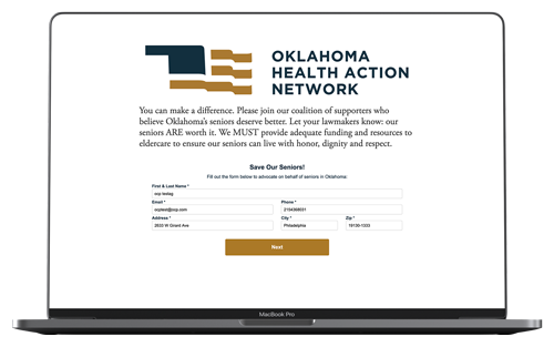 One Click Advocacy campaigns for agencies screenshot