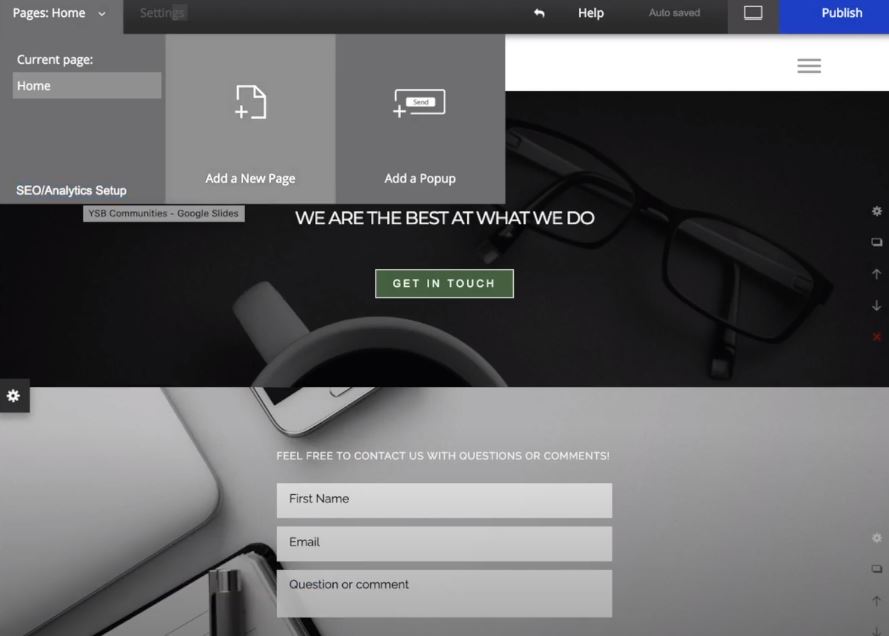 Yahoo Small Business add new page