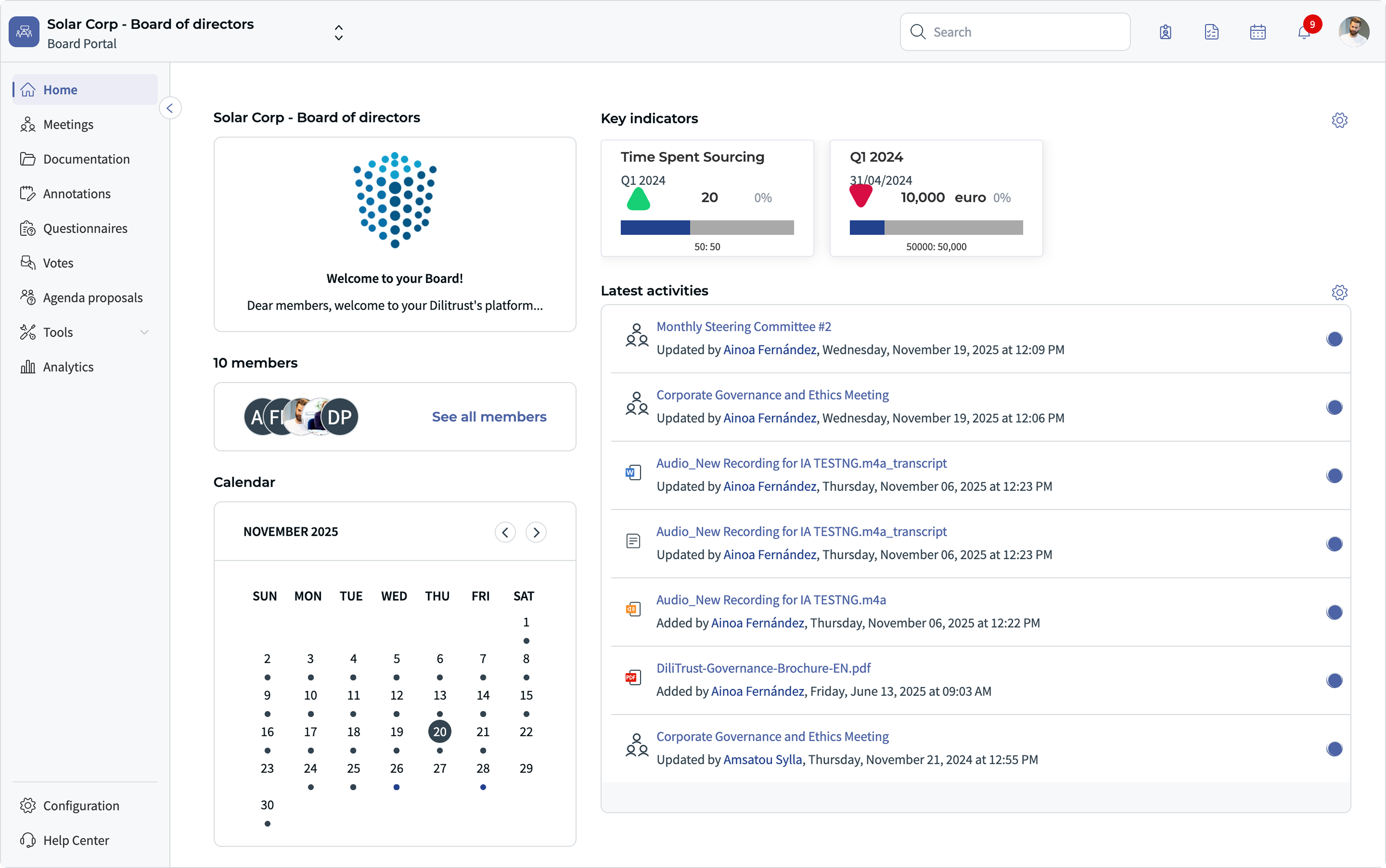 DiliTrust screenshot: Drive Smarter Governance, Seamlessly
The Board Portal module of the DiliTrust suite empowers boards and corporate secretaries to collaborate securely, streamline decisions, and stay aligned on strategic goals.