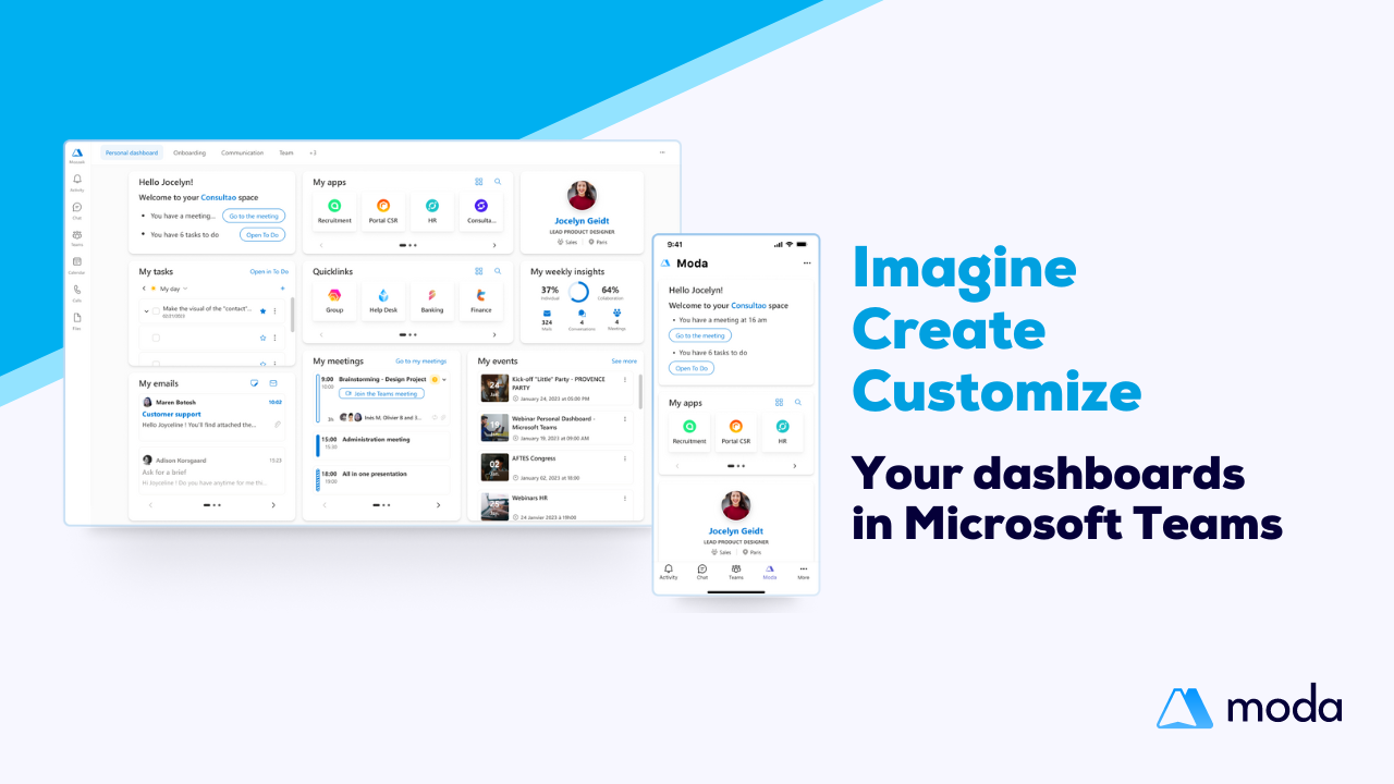 Imagine, create and customize your dashboards in Microsoft Teams.