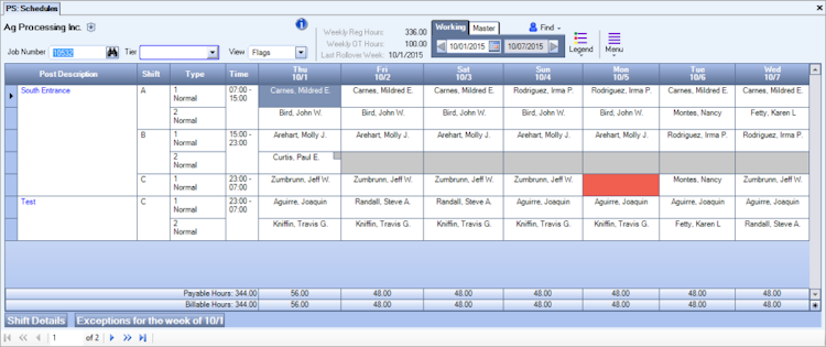 WinTeam screenshot: WinTeam workforce Scheduling