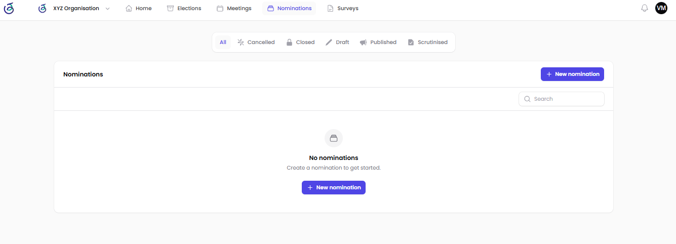 Kudvo screenshot: Kudvo Nomination Manaagement Page