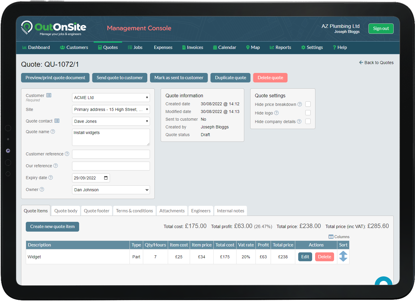 OutOnSite access quotes