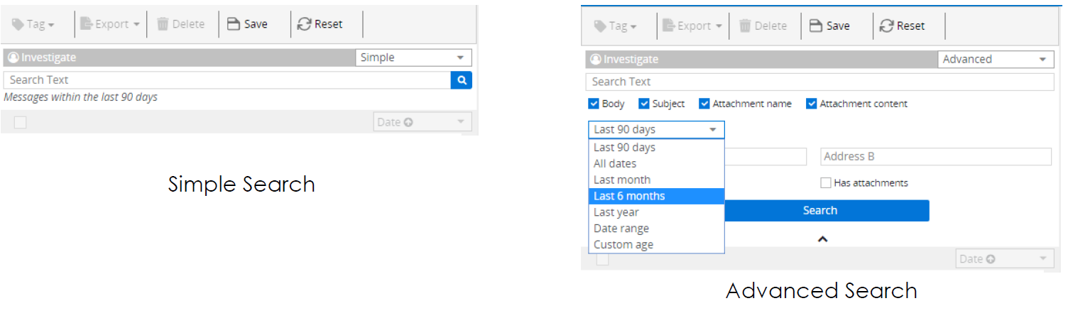ComplyKEY MailMeter screenshot: MailMeter Simple & advanced Search