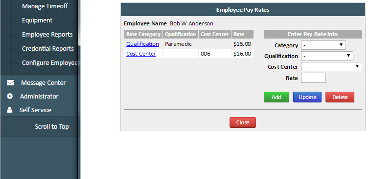 ePro Scheduler Plus employee pay rates