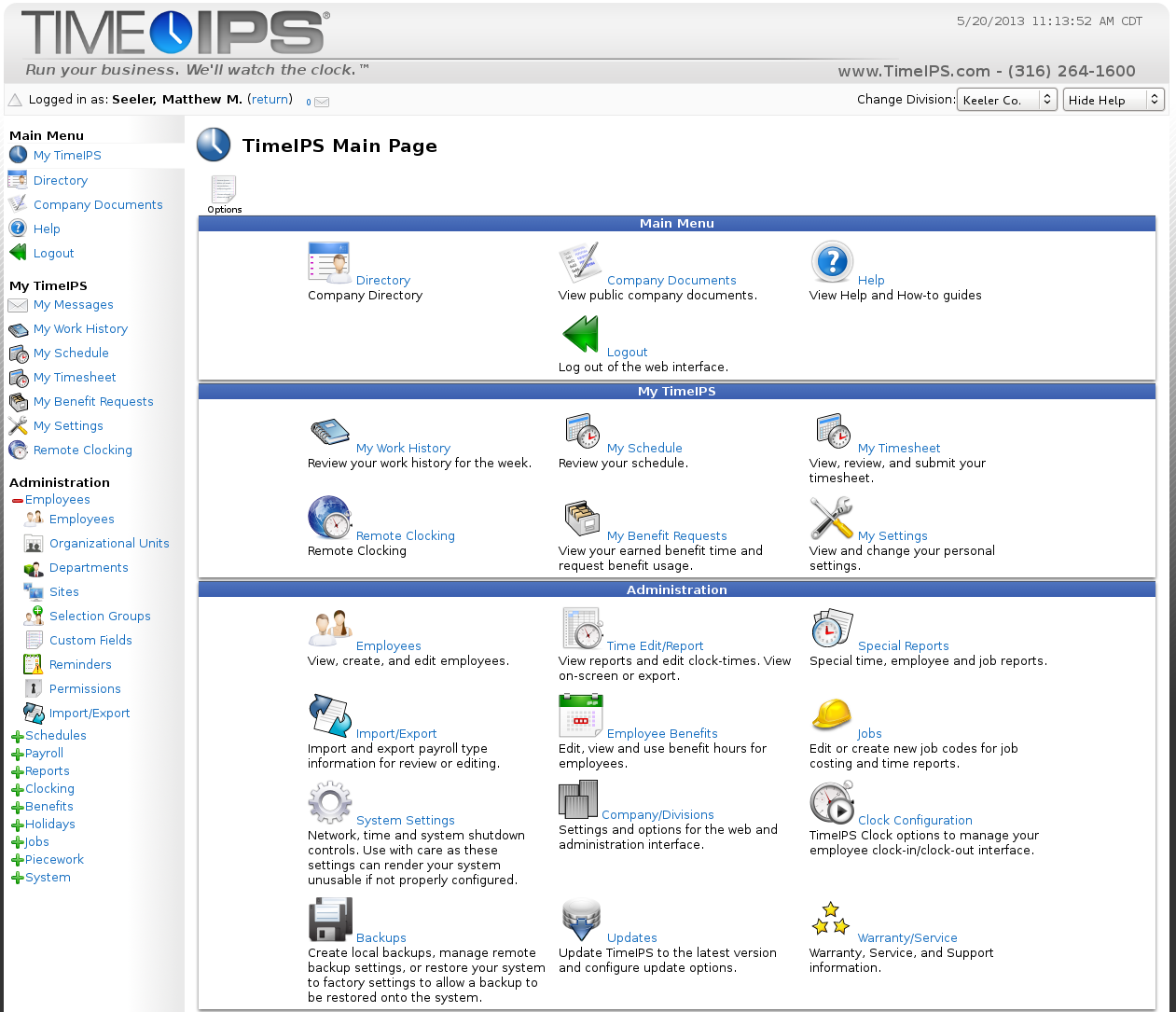 The TimeIPS main page
