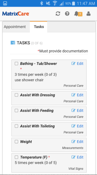 MatrixCare Private Duty task management