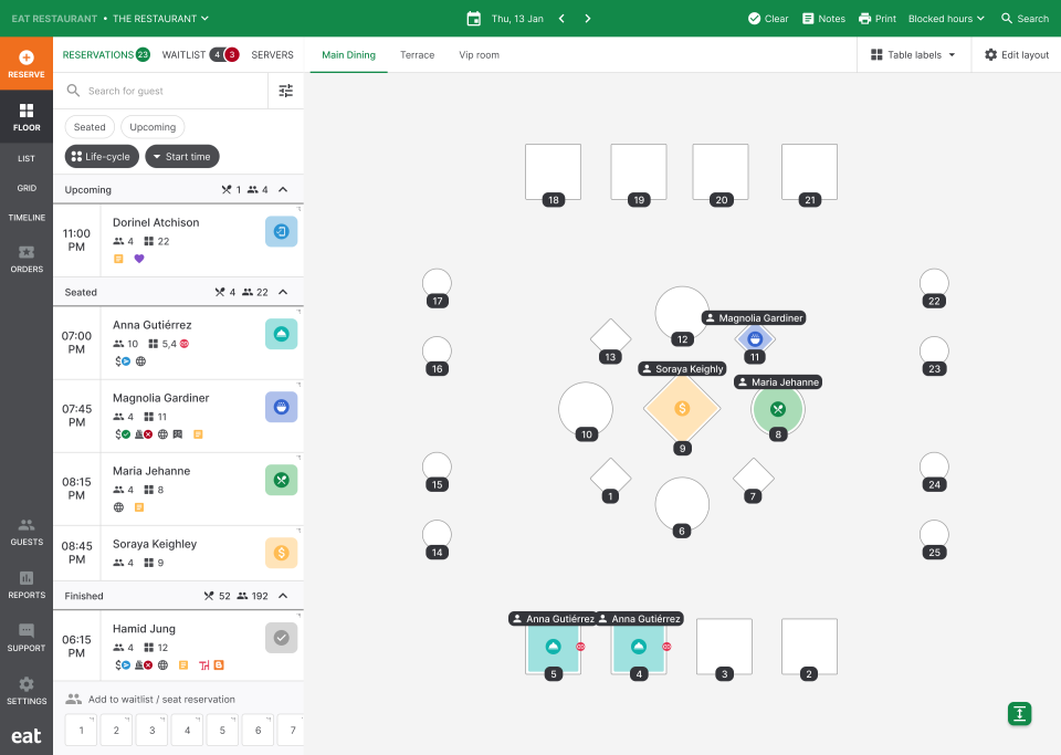 Eat App screenshot: Eat App seating