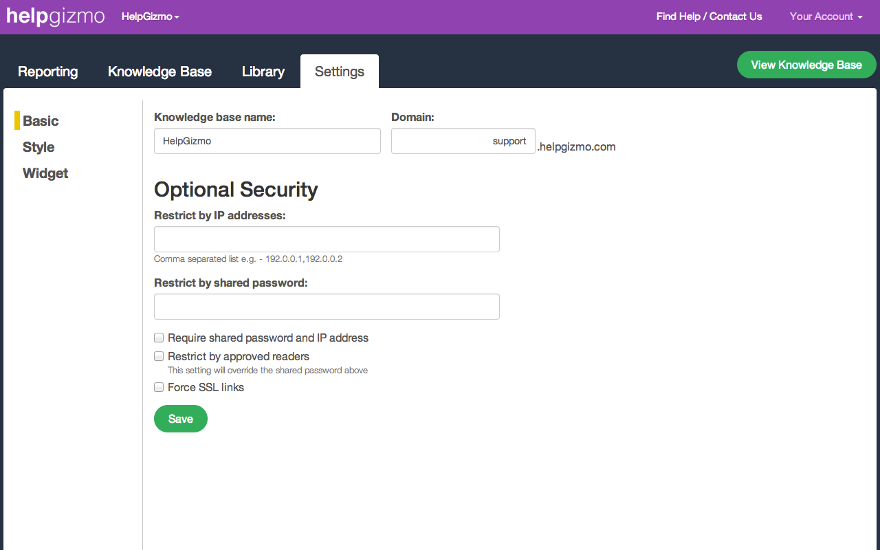 KnowledgeOwl Software - Security and restricted access settings