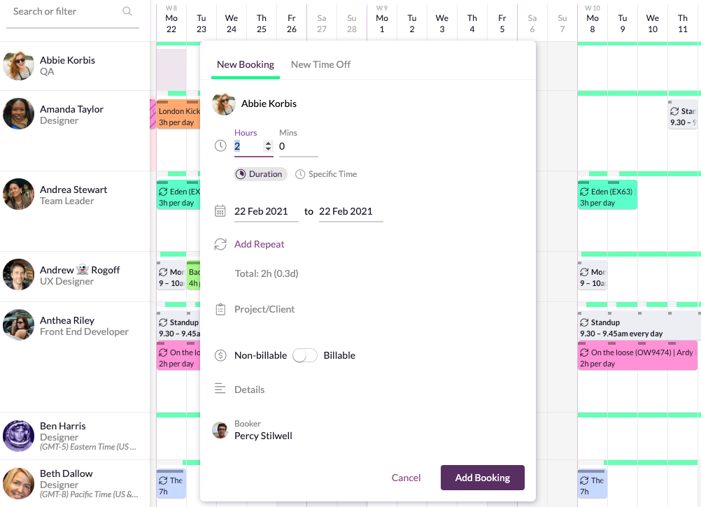 Resource Guru Software - Add Bookings