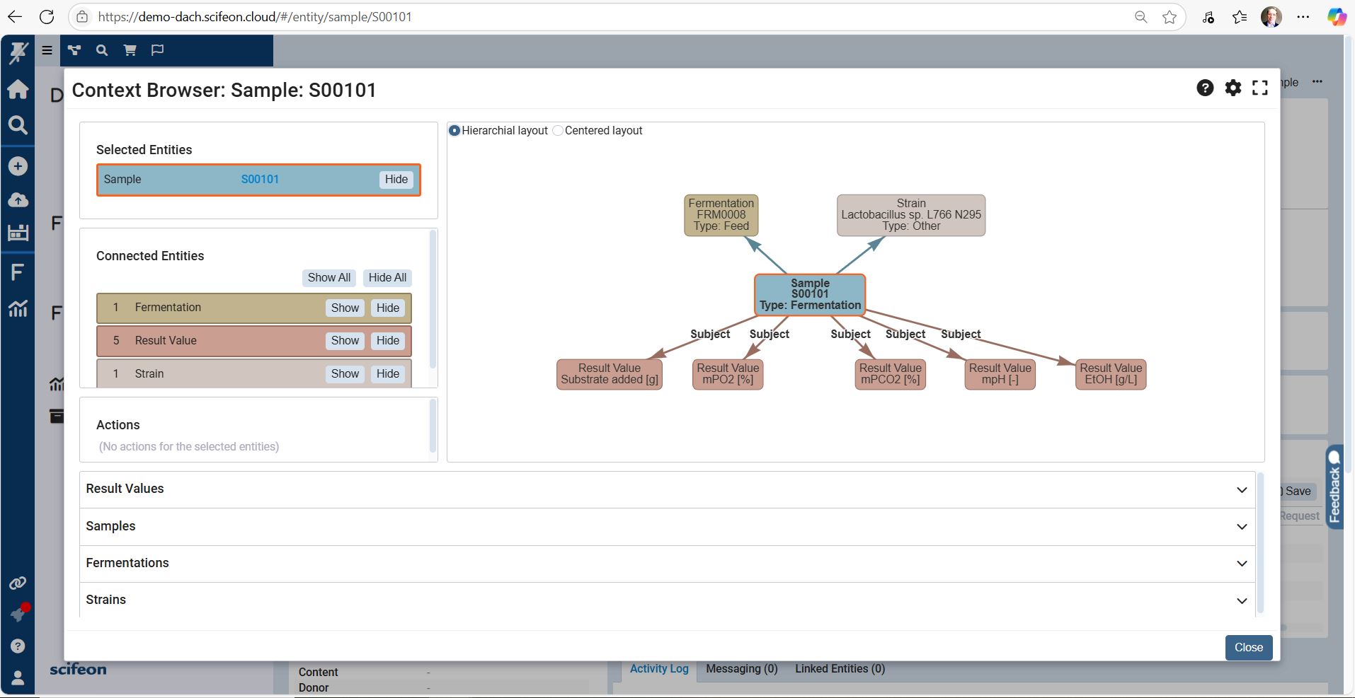 Scifeon screenshot: Scifeon context browser