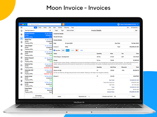 contact number for moon invoice app