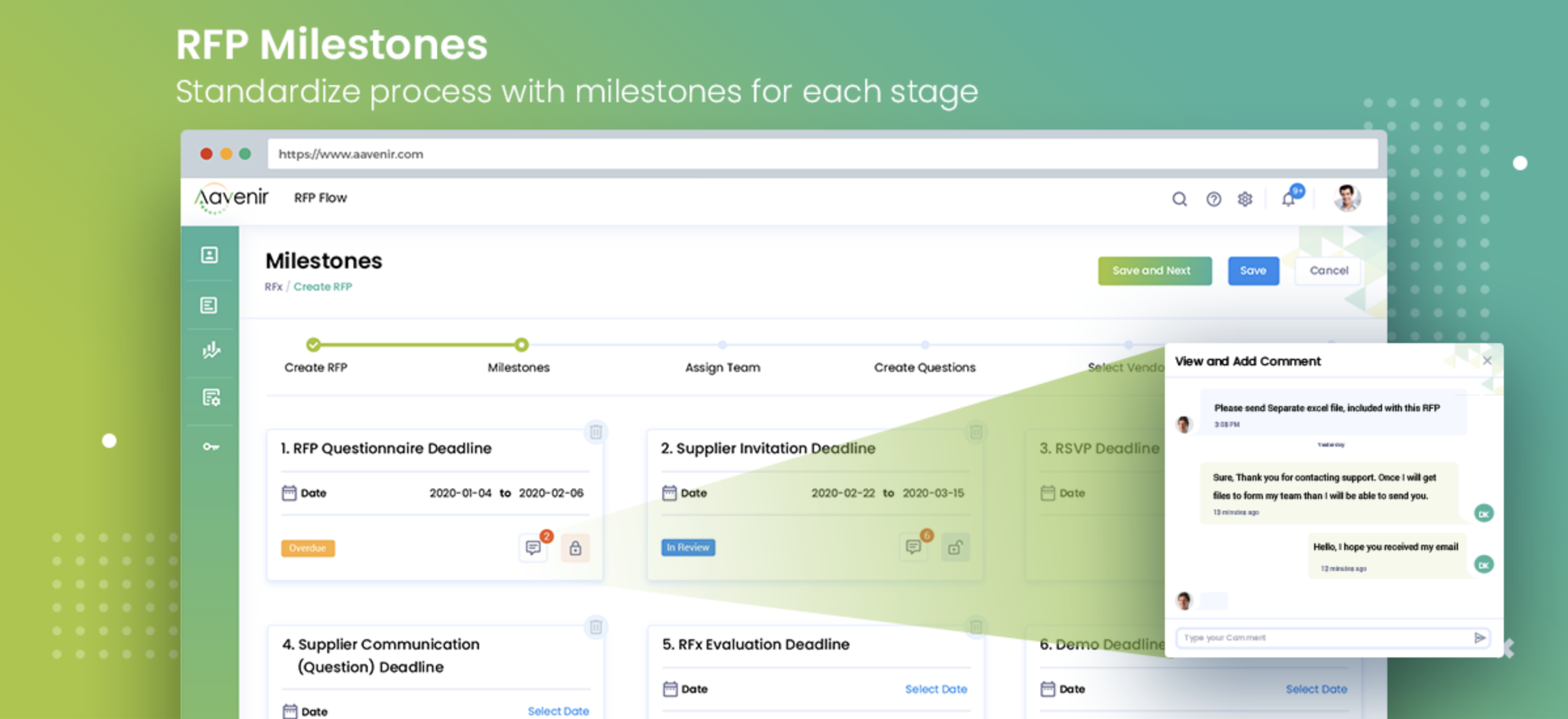 Define RFP-to-award lifecycle stages timeline using Aavenir RFPflow