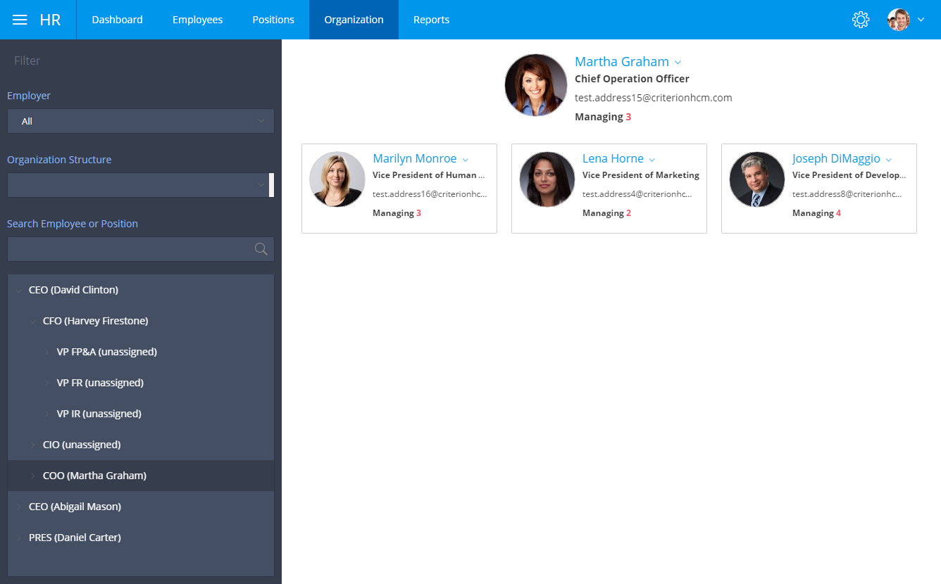 Criterion HCM Software - Criterion HCM organizations details screenshot