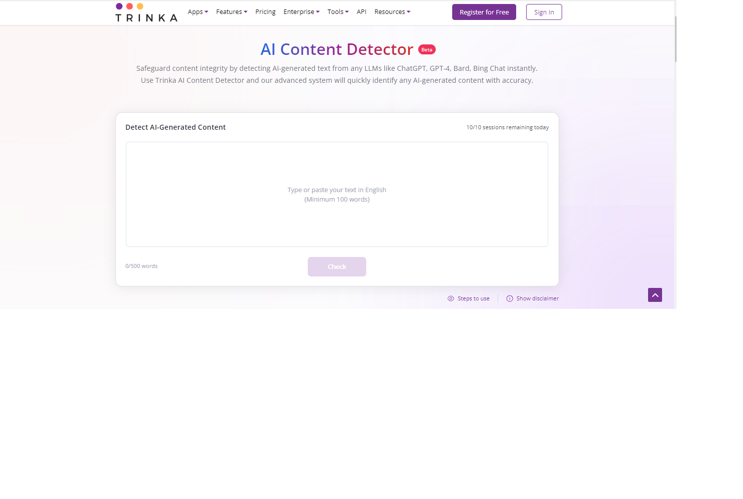 Trinka Software - AI Content Detector