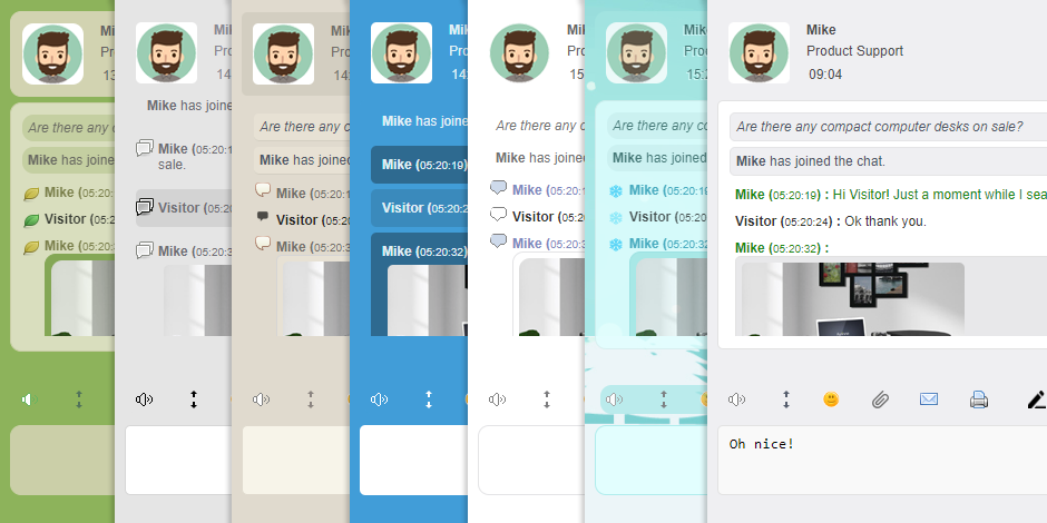 PHP Live! Software - Choose from over a dozen theme choices for your visitor chat window