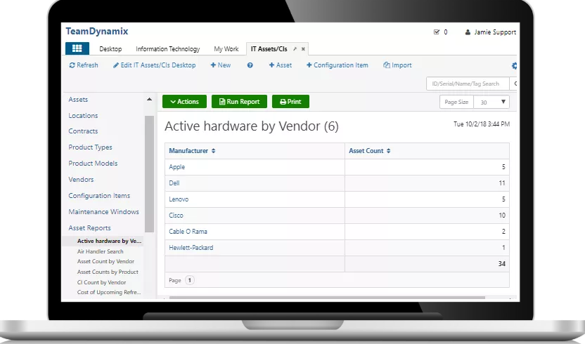 TeamDynamix endpoint control screenshot