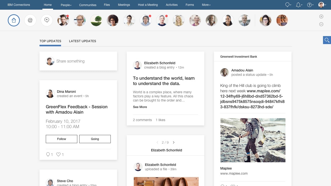 HCL Connections screenshot: HCL Connections home page
