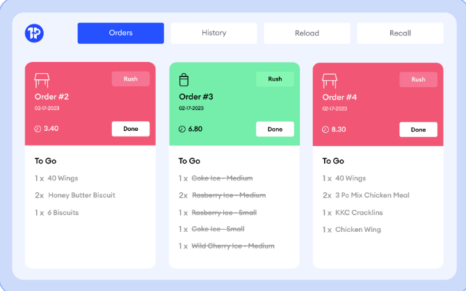 OneHubPOS screenshot: OneHubPOS kitchen display system