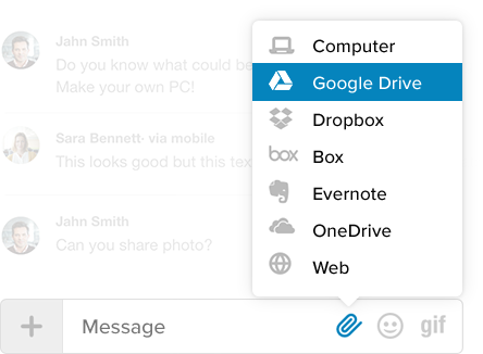 Add attachments from storage or third party apps