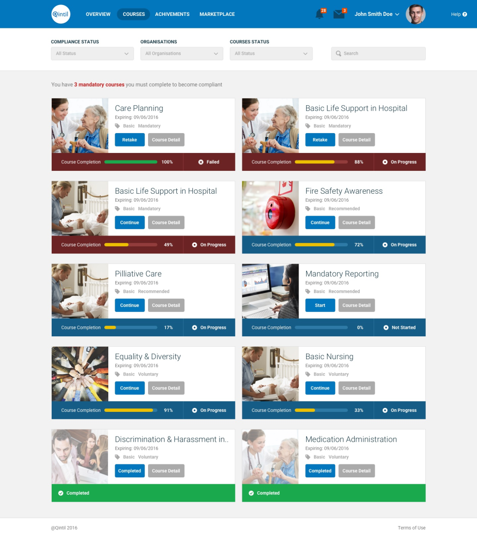 Users can add face-to-face and online courses of their own, or from the marketplace