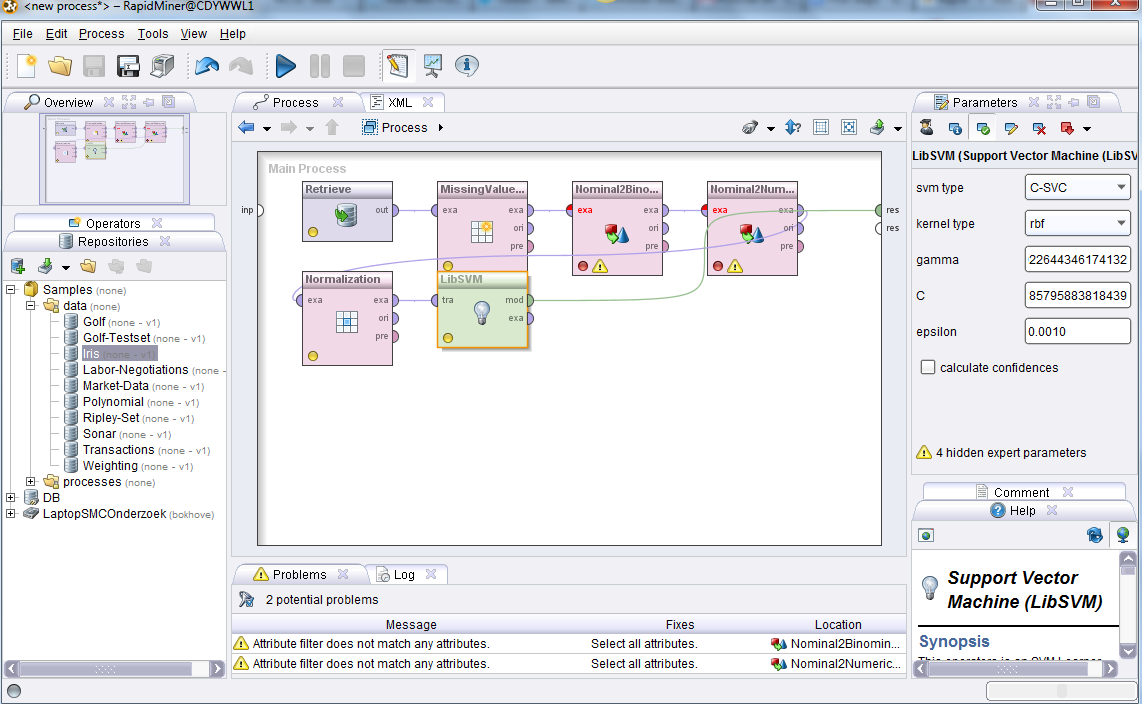 RapidMiner Software - Creating a new process in RapidMiner