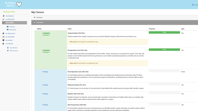 Educational content and courses can be assigned to clients and progress is tracked automatically