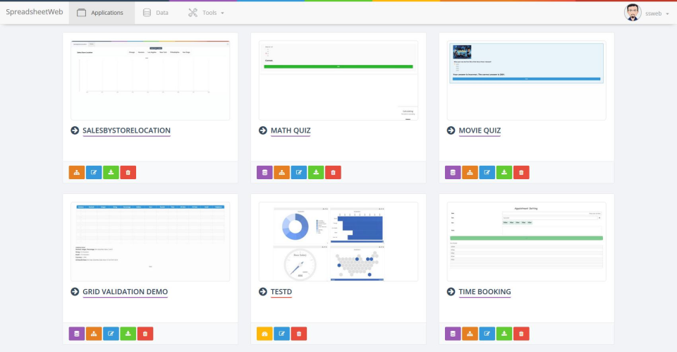 SpreadsheetWEB Software - Control Panel