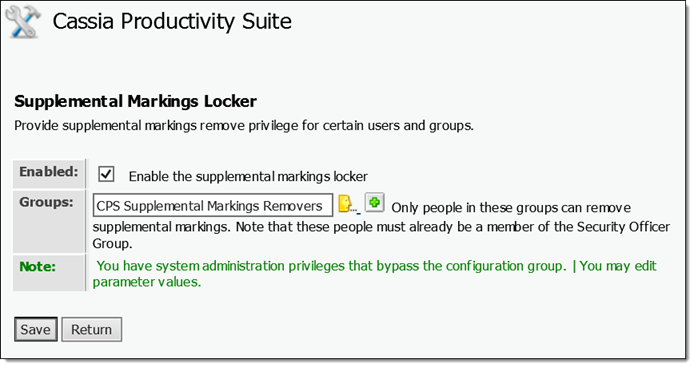 Content Suite Security and Productivity Pack Supplemental Markings Locker