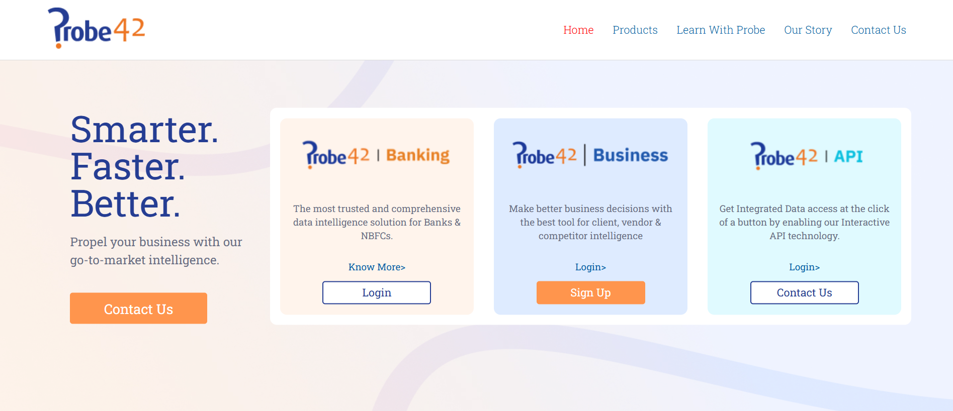Probe42 screenshot: Propel your business with our
go-to-market intelligence.