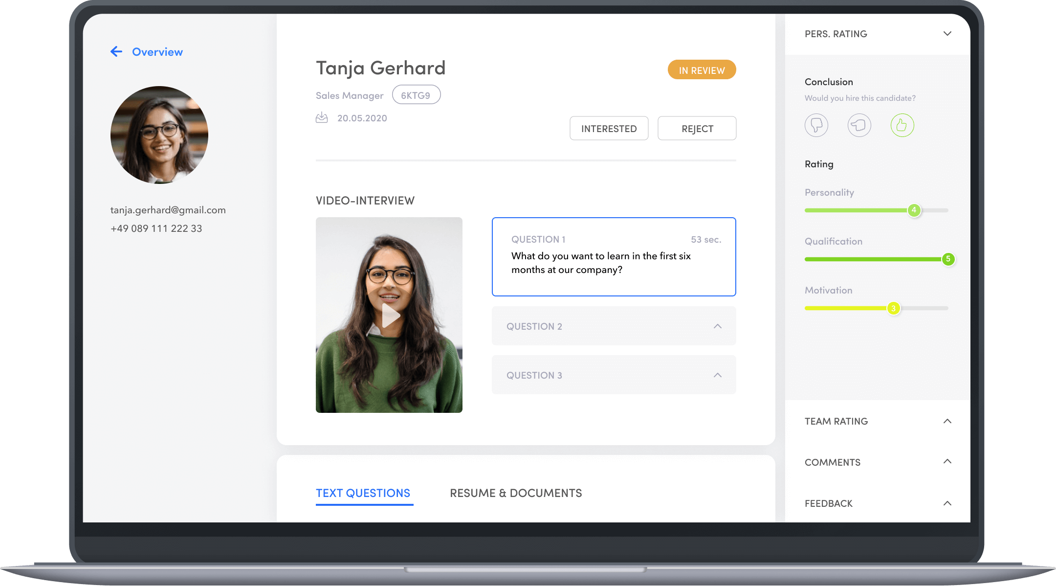 Talentcube video interview