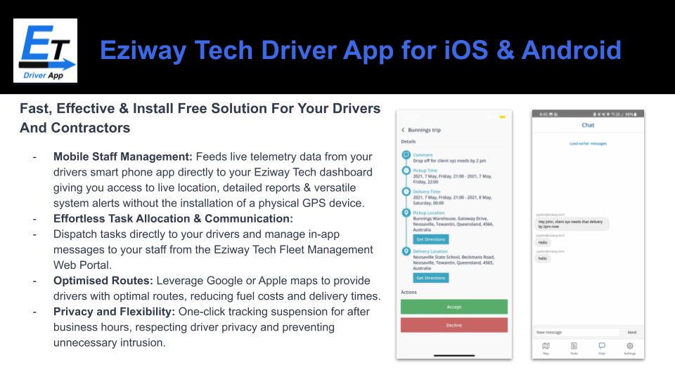 Eziway Tech Driver App for iOS & Android