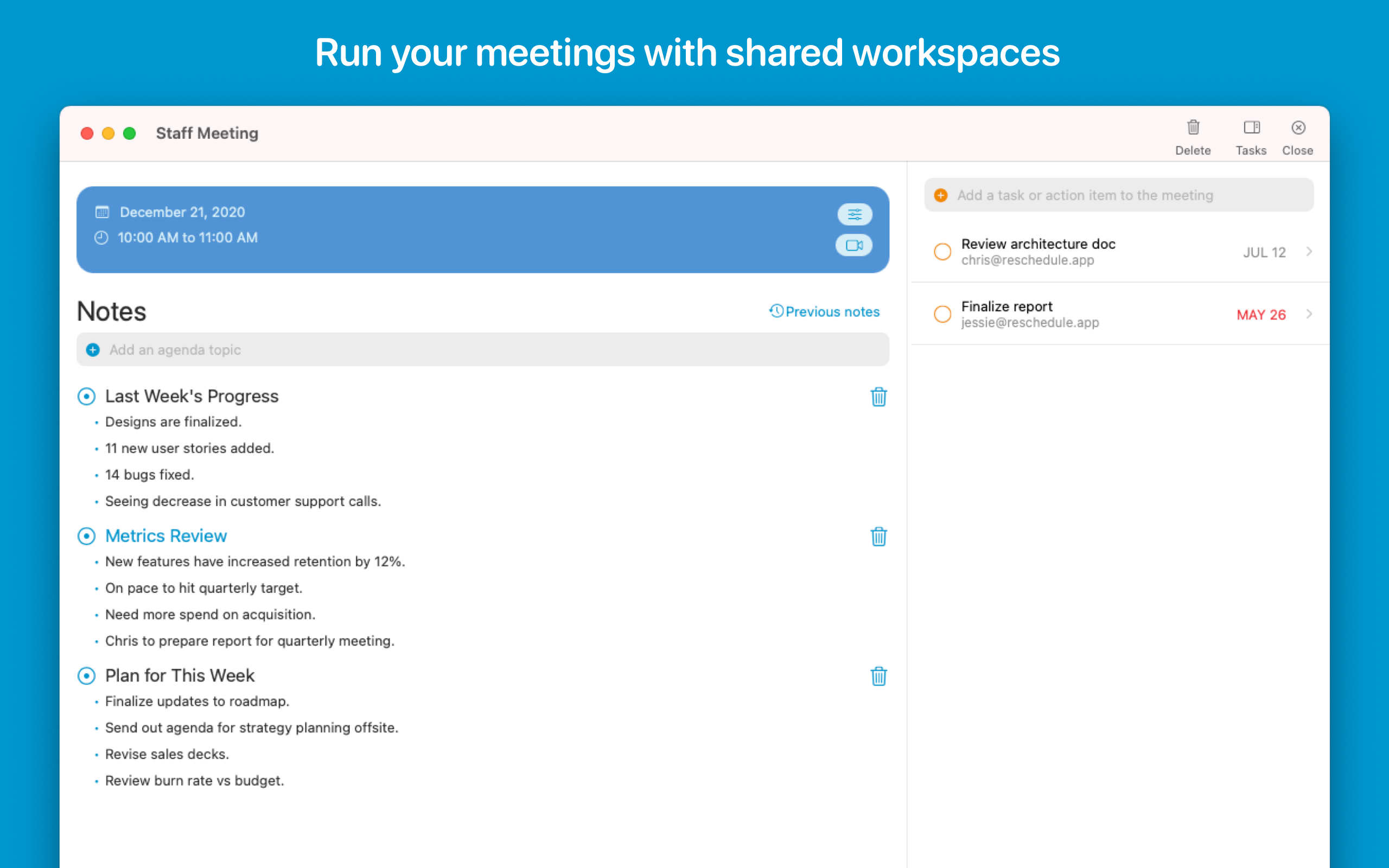 Run your meetings effortless with shared workspaces