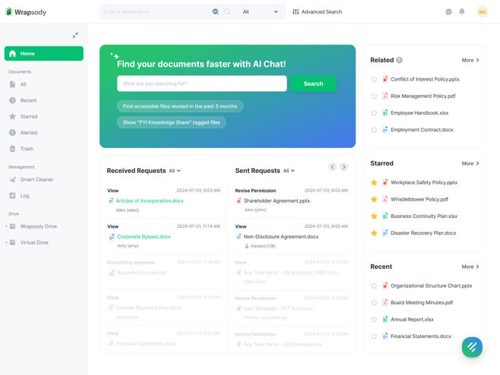 Wrapsody screenshot: AI-Powered Document Management