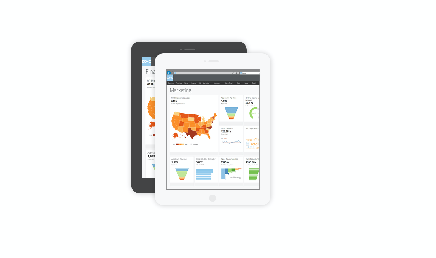 Marketing screen via tablet