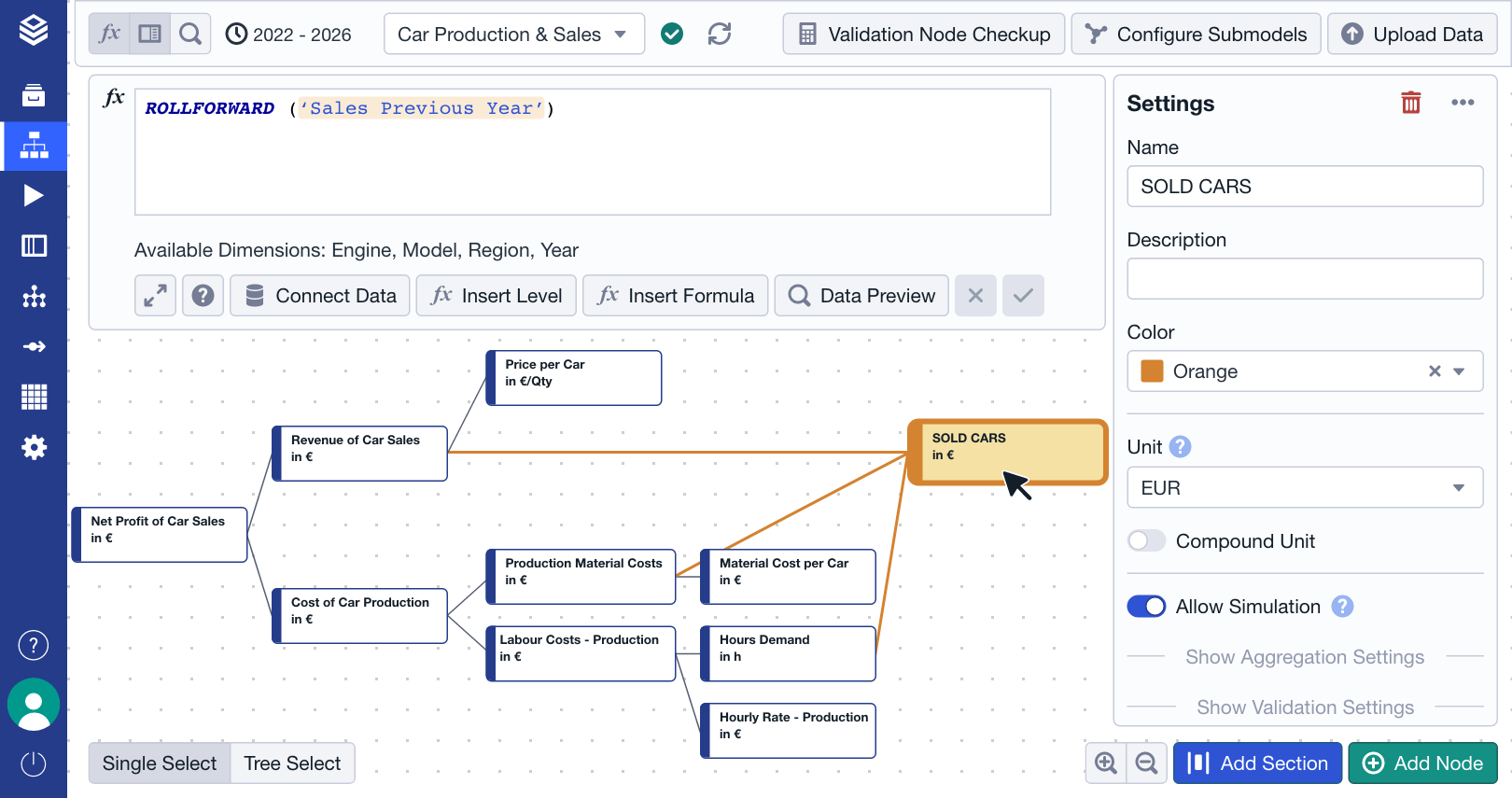Valsight screenshot: Treibermodelle erstellen mit Valsight