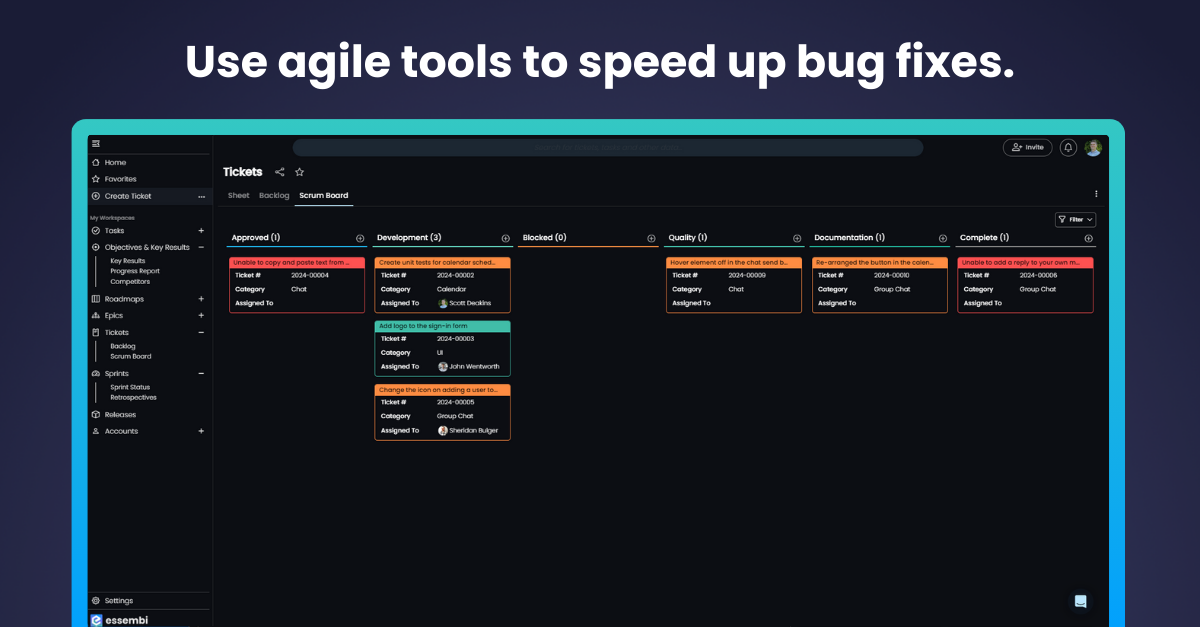 Use agile tools such as sprints, backlogs and scrum boards to speed up your software innovation cycle.