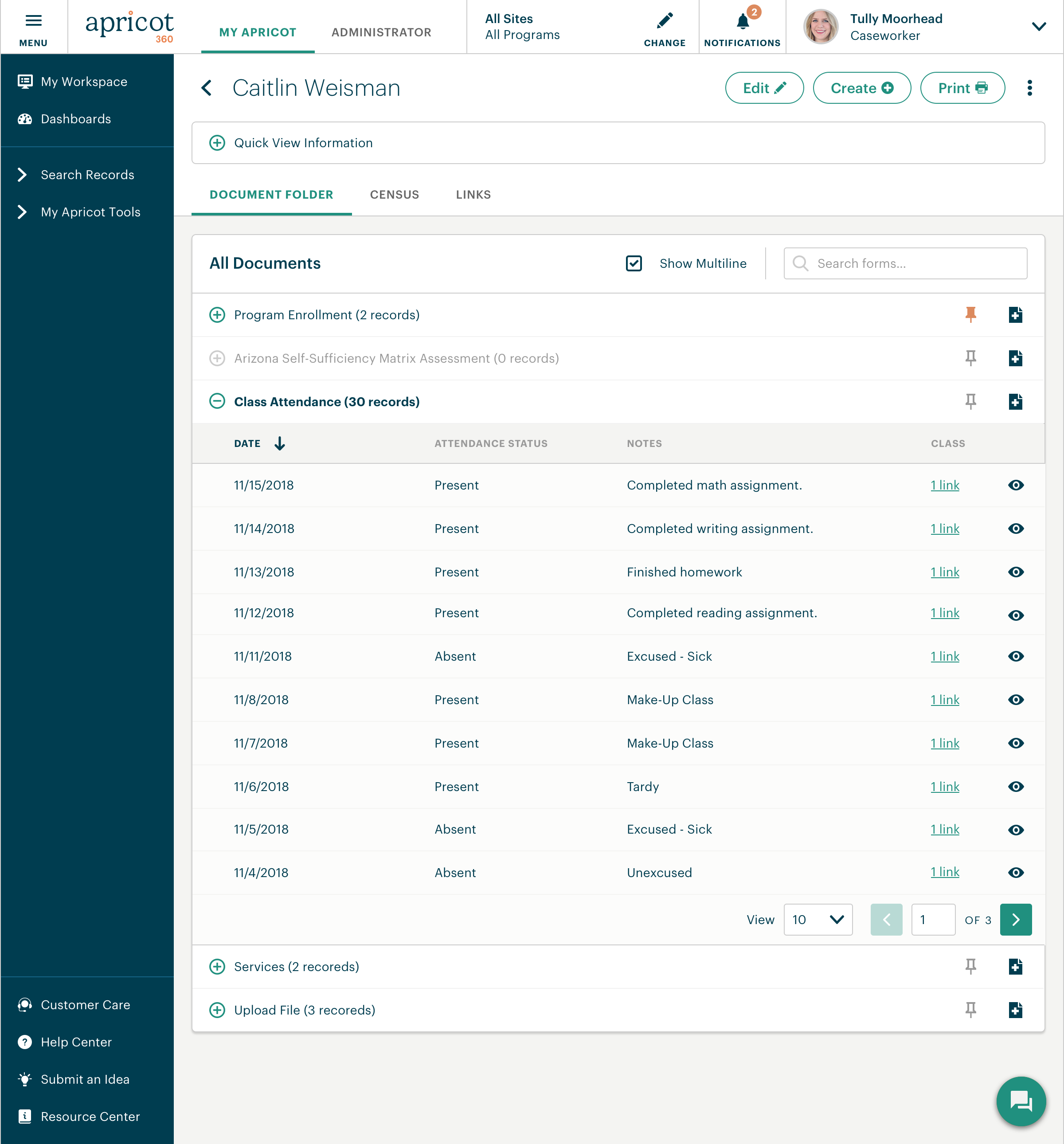 Bonterra Case Management Software - Apricot Participant Profile