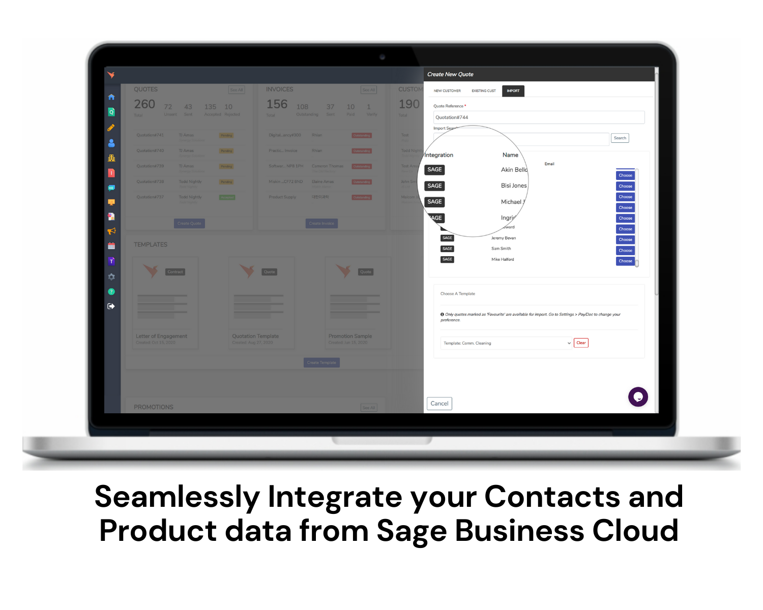 DocFlite screenshot: Integrates with Hubspot CRM, Sage Business Cloud, Quickbooks and Xero