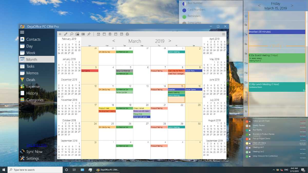 DejaOffice PC CRM monthly planner calendar