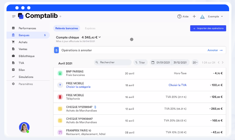 Comptalib screenshot: Overall view