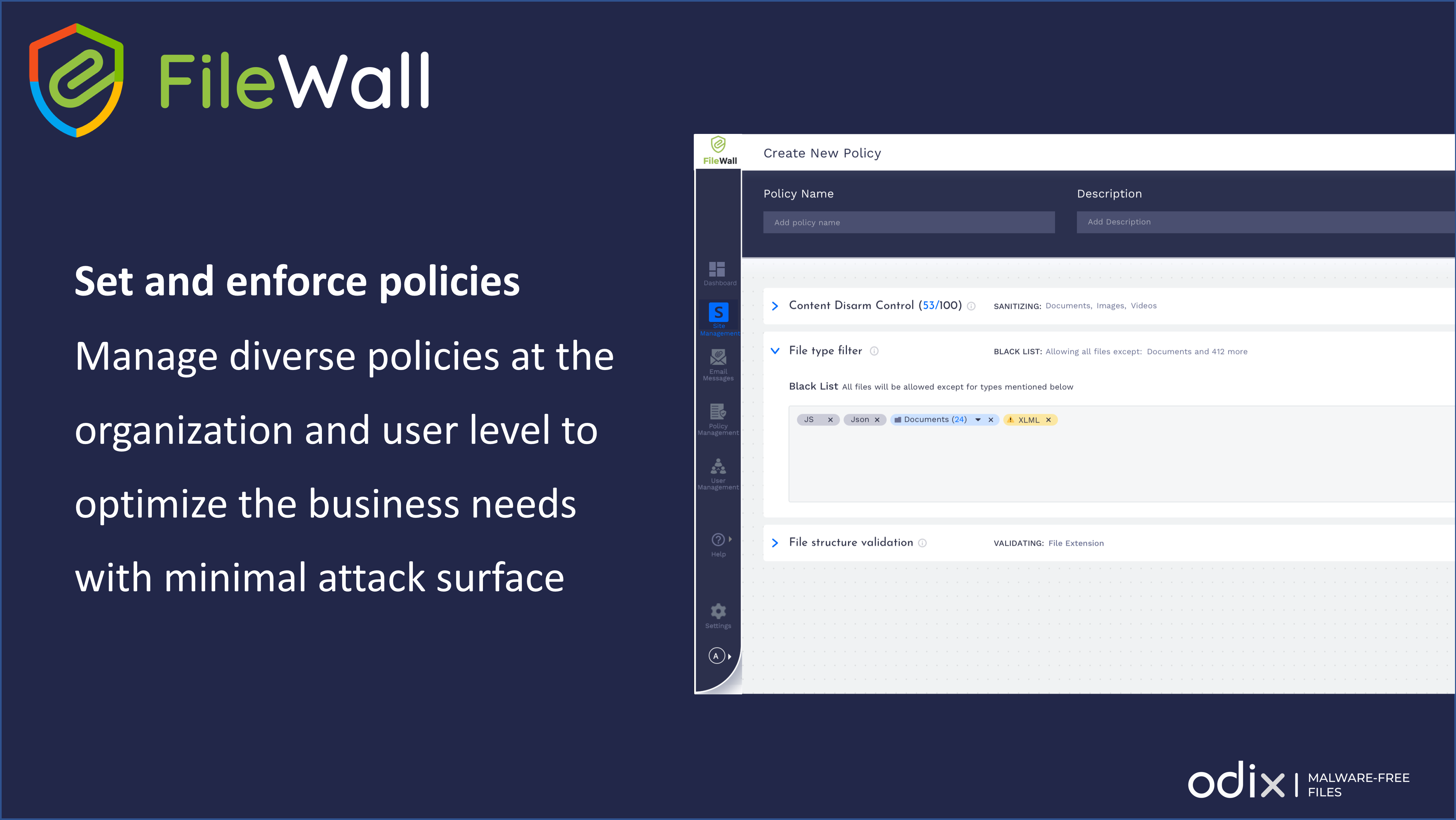 FileWall set and enforce policies 