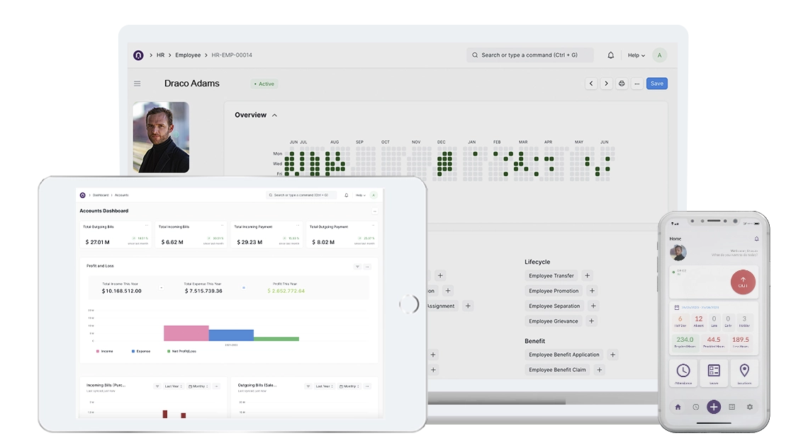 SowaanERP screenshot: SowaanERP Dashboard & mobile app.