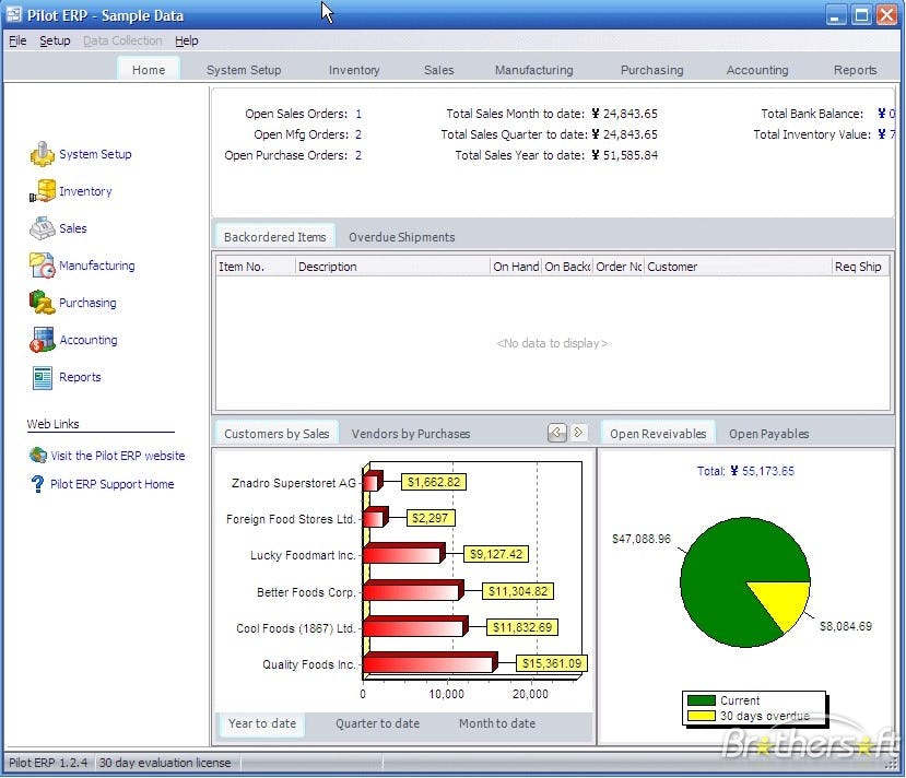 Pilot ERP Software - Home page