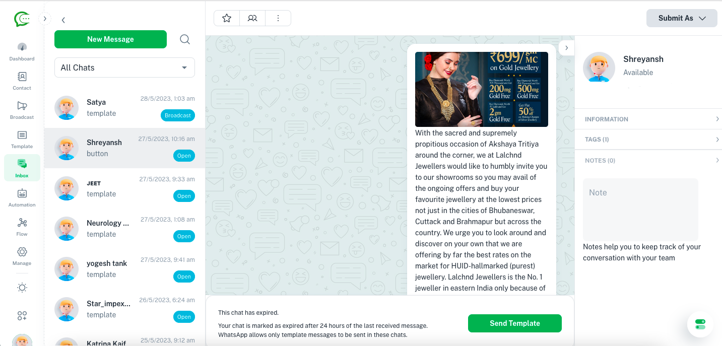 Chati screenshot: Chati text messages