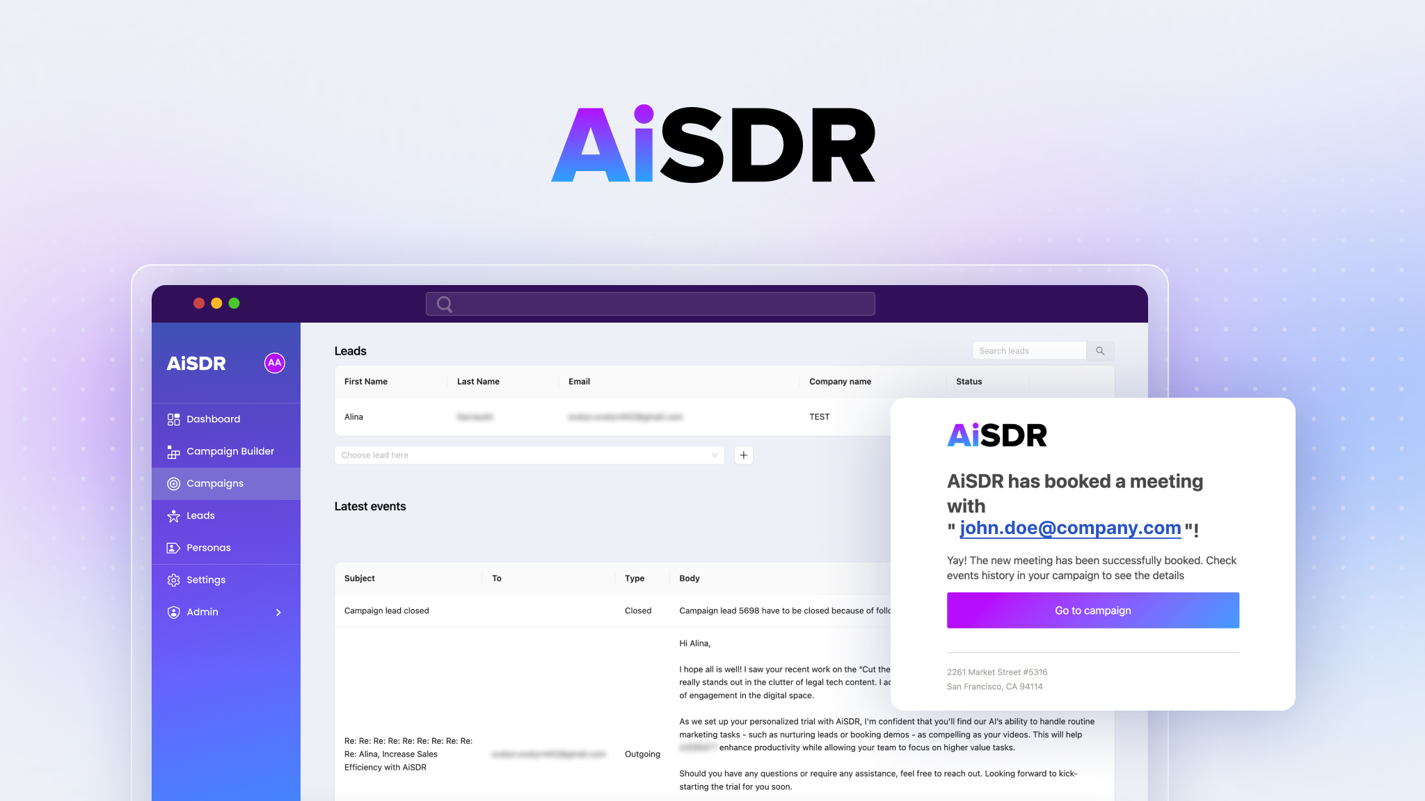 AiSDR campaign manager