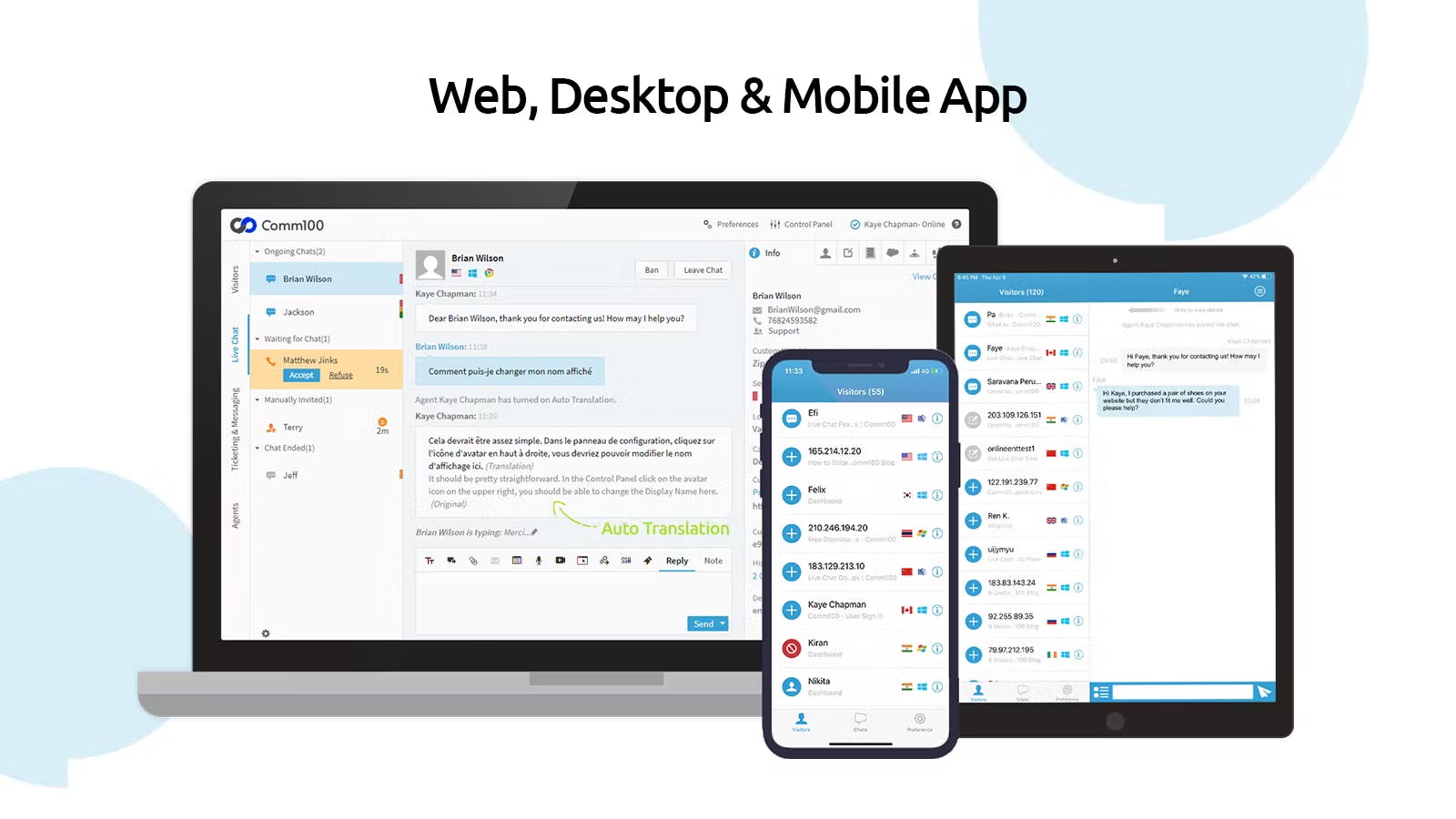 Comm100 Live Chat Software - Web, Desktop & Mobile App