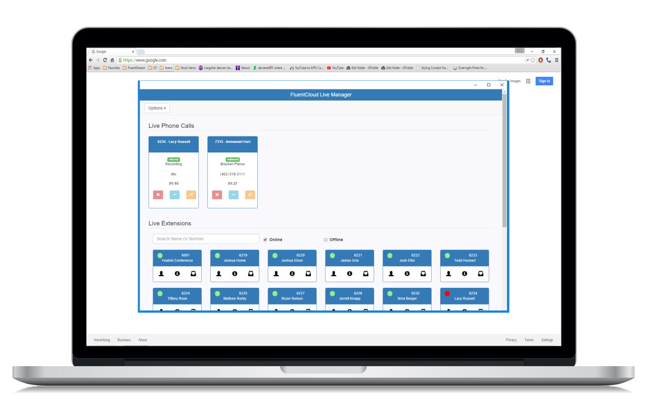 From start-up to Enterprises and everything in-between, FluentCloud Live Manager gives administrators the ability to monitor and manage the entire business phone system in real-time, right from their computer.