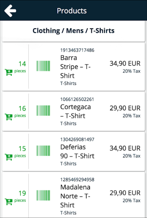 ready2order screenshot: ready2order products