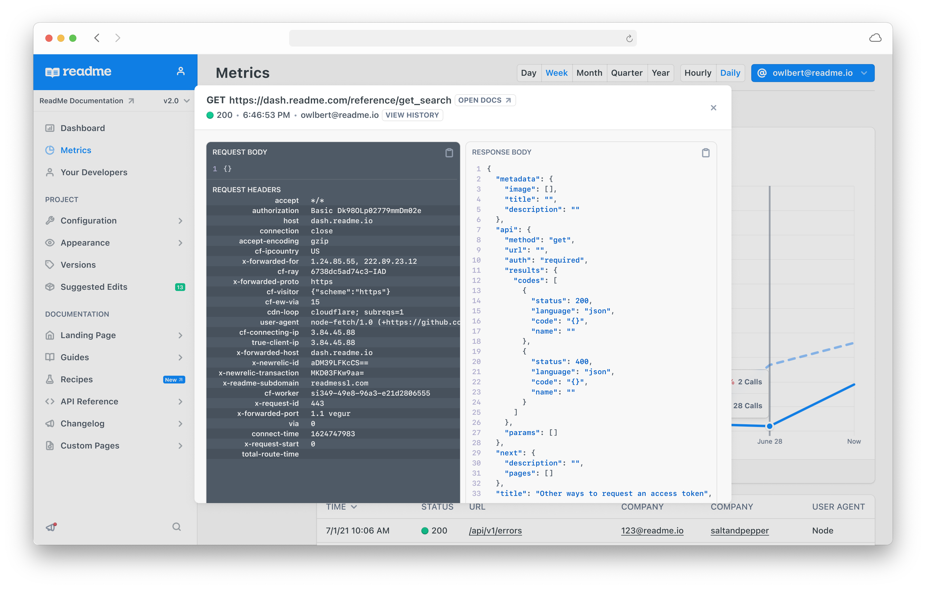 Real-time API Logs: Monitor API usage in real time and dig into individual API request logs to get on the same page with users and quickly troubleshoot issues.